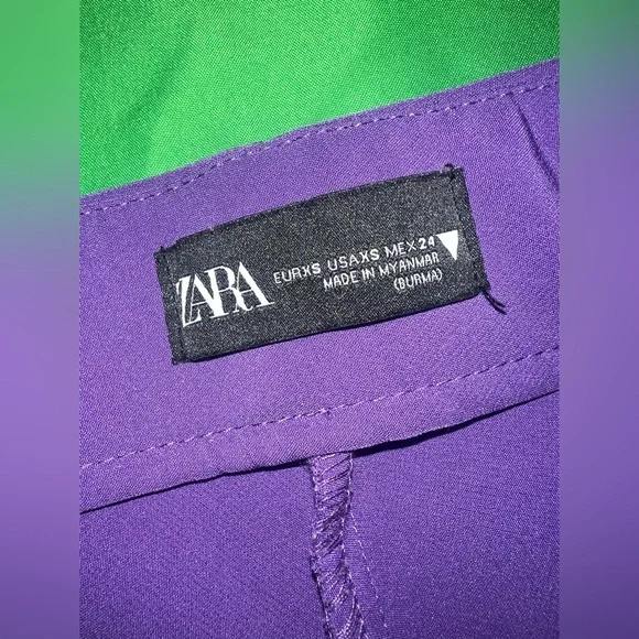 Zara Purple Straight Leg/ Minimal Flare Women's Pants with side Zipper size XS - Picture 3 of 6